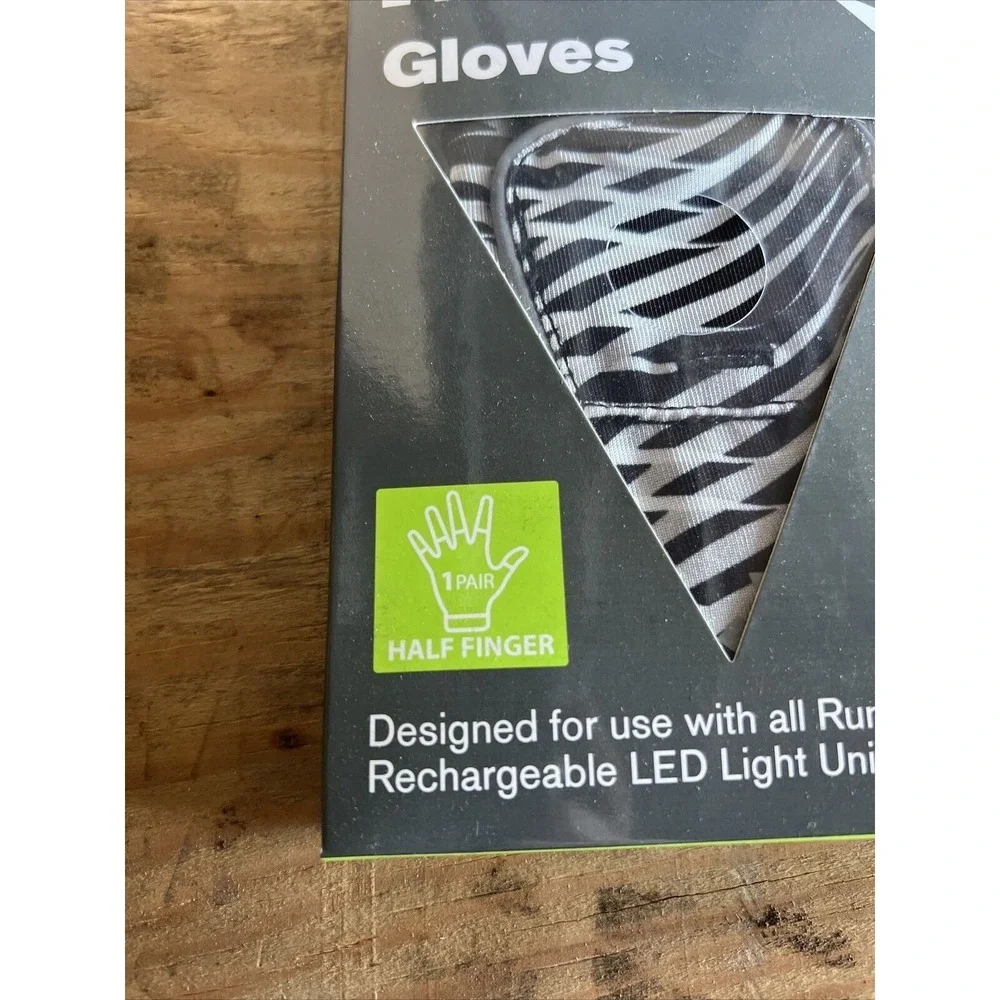 RunLites Zebra Print Fingerless Light Gloves Size XS With battery